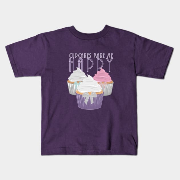 Cupcakes Make Me Happy Kids T-Shirt by adamzworld